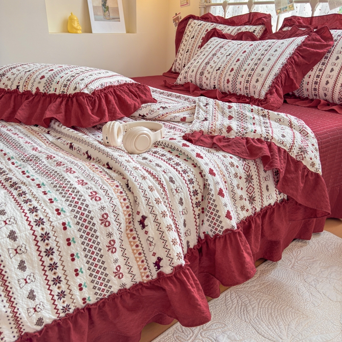 91家纺网 家纺一手货源 找家纺 梵希雅 2026新款泡芙纱床盖夏被四件套 萌物条条