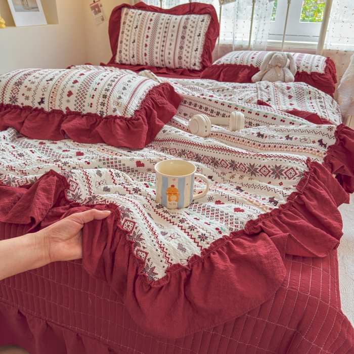 91家纺网 家纺一手货源 找家纺 梵希雅 2026新款泡芙纱床盖夏被四件套 萌物条条