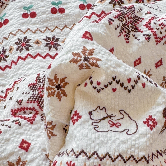 91家纺网 家纺一手货源 找家纺 梵希雅 2026新款泡芙纱床盖夏被四件套 萌物条条