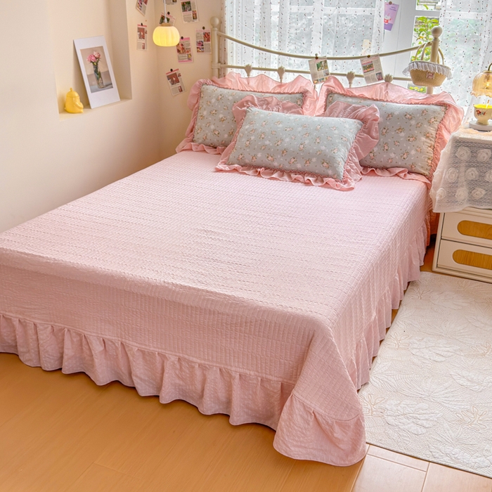 91家纺网 家纺一手货源 找家纺 梵希雅 2026新款泡芙纱床盖夏被四件套 柔诗意