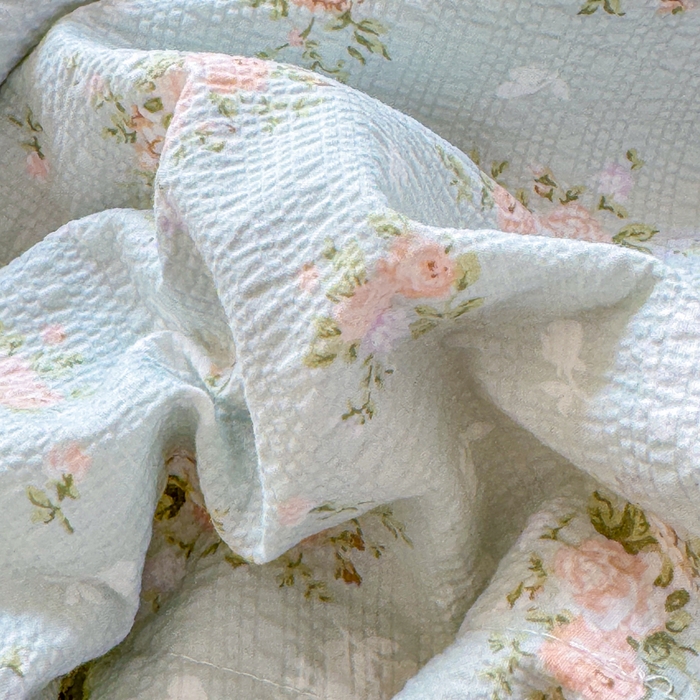 91家纺网 家纺一手货源 找家纺 梵希雅 2026新款泡芙纱床盖夏被四件套 柔诗意