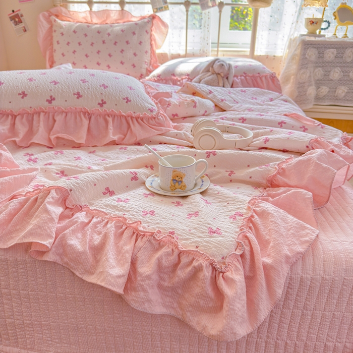 91家纺网 家纺一手货源 找家纺 梵希雅 2026新款泡芙纱床盖夏被四件套 若梦