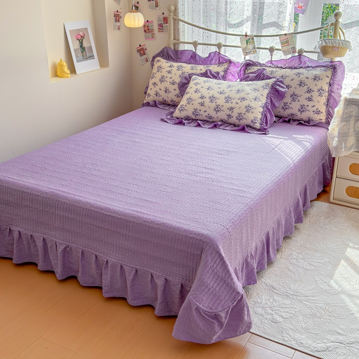 91家纺网 家纺一手货源 找家纺 梵希雅 2026新款泡芙纱床盖夏被四件套 若汐