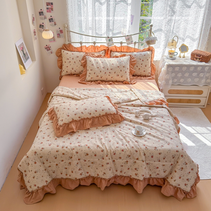 梵希雅 2026新款泡芙纱床盖夏被四件套 柿柿如意