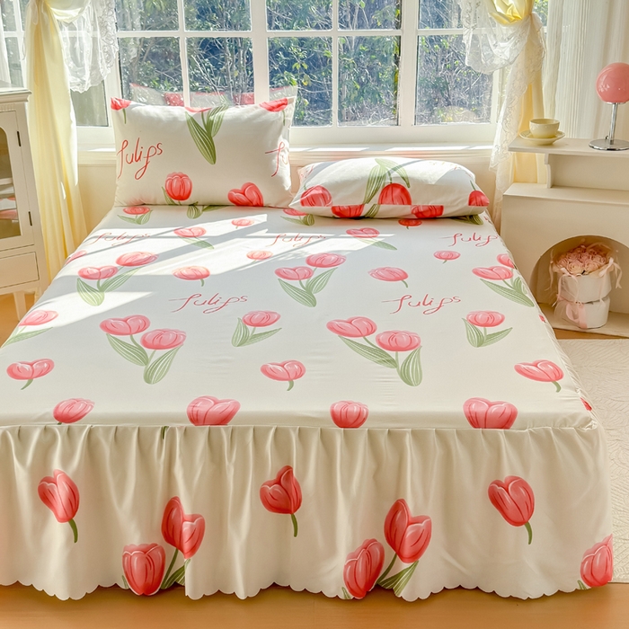 91家纺网 家纺一手货源 找家纺 莎臣豹 2026新款植物羊绒单品单件单床裙可配床裙三件套唯爱花季