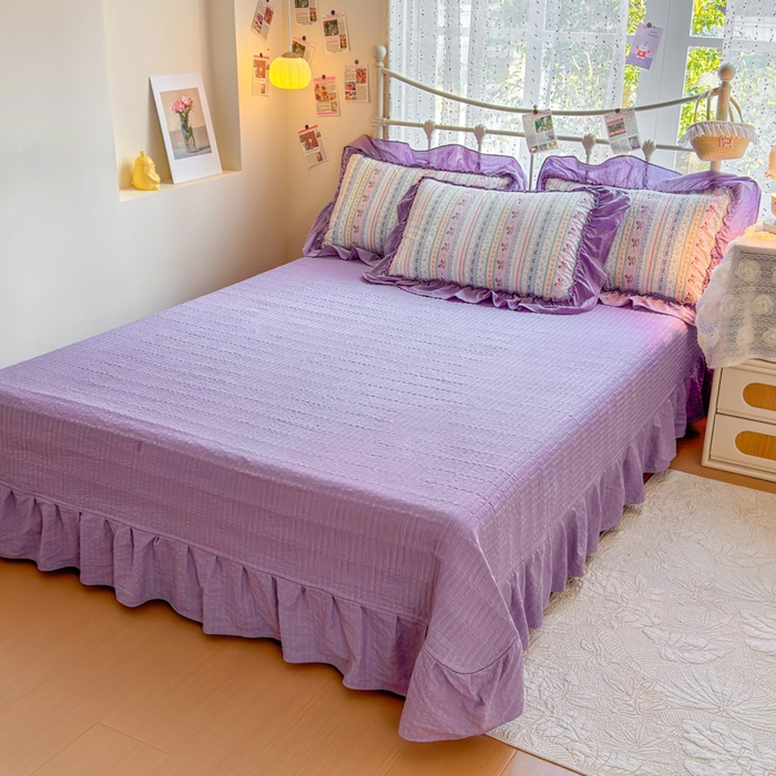 91家纺网 家纺一手货源 找家纺 梵希雅 2026新款泡芙纱床盖夏被四件套 甜心木马卷