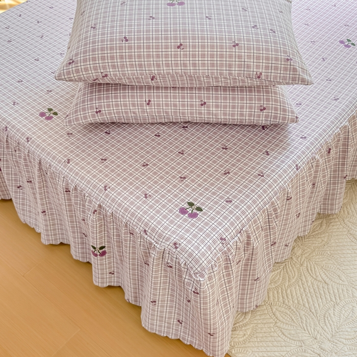 91家纺网 家纺一手货源 找家纺 莎臣豹 2026新款植物羊绒单品单件单床裙可配床裙三件套乌梅樱桃