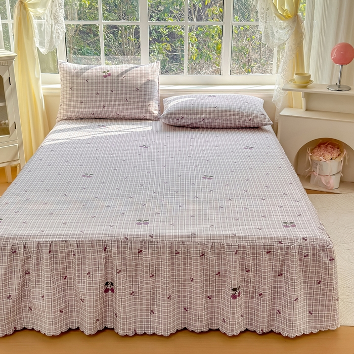 91家纺网 家纺一手货源 找家纺 莎臣豹 2026新款植物羊绒单品单件单床裙可配床裙三件套乌梅樱桃