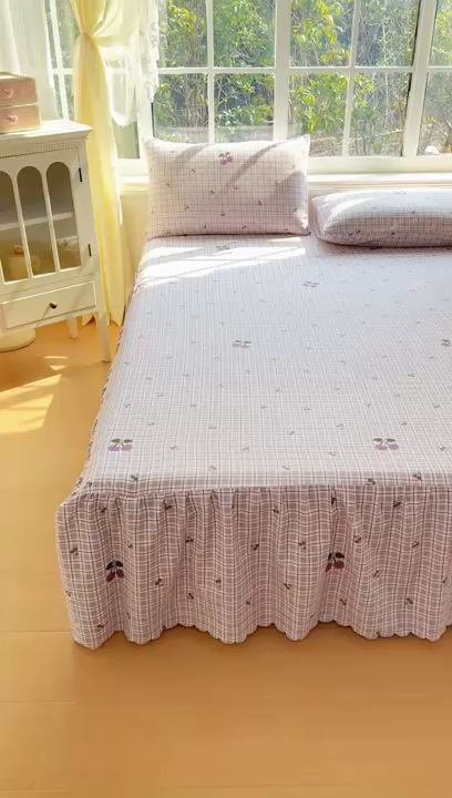 91家纺网 家纺一手货源 找家纺 莎臣豹 2026新款植物羊绒单品单件单床裙可配床裙三件套乌梅樱桃