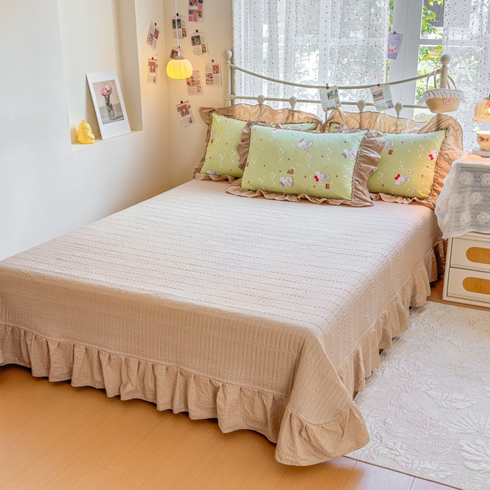 91家纺网 家纺一手货源 找家纺 梵希雅 2026新款泡芙纱床盖夏被四件套 小猫拉车