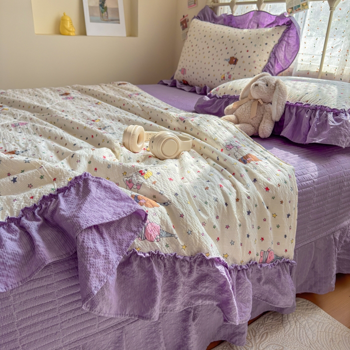 91家纺网 家纺一手货源 找家纺 梵希雅 2026新款泡芙纱床盖夏被四件套 星晴