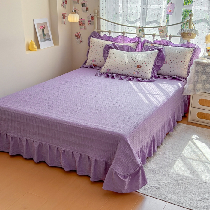 91家纺网 家纺一手货源 找家纺 梵希雅 2026新款泡芙纱床盖夏被四件套 星晴