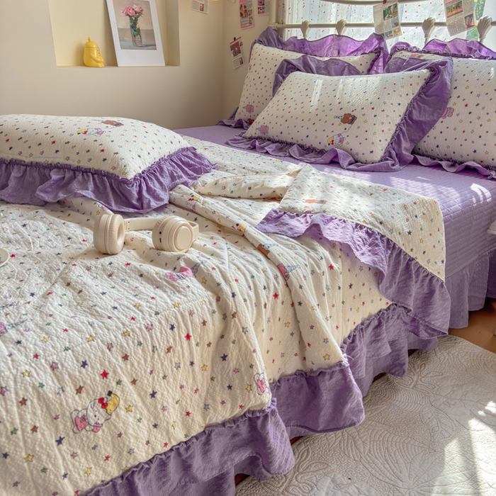 91家纺网 家纺一手货源 找家纺 梵希雅 2026新款泡芙纱床盖夏被四件套 星晴