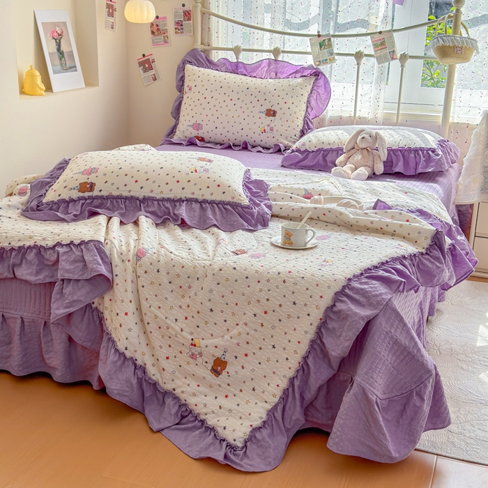 91家纺网 家纺一手货源 找家纺 梵希雅 2026新款泡芙纱床盖夏被四件套 星晴