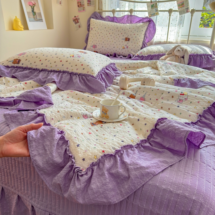 91家纺网 家纺一手货源 找家纺 梵希雅 2026新款泡芙纱床盖夏被四件套 星晴