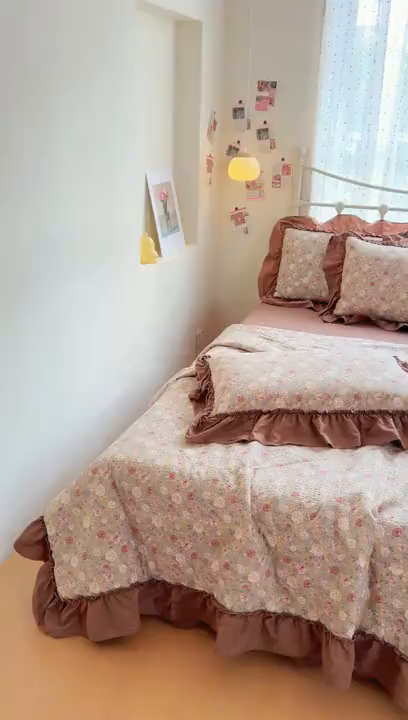 91家纺网 家纺一手货源 找家纺 梵希雅 2026新款泡芙纱床盖夏被四件套 怀旧片真