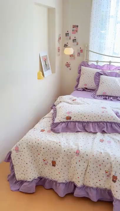 91家纺网 家纺一手货源 找家纺 梵希雅 2026新款泡芙纱床盖夏被四件套 星晴