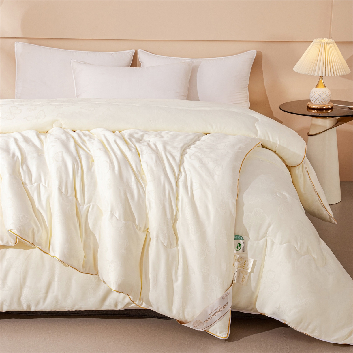 91家纺网 家纺一手货源 找家纺 （总）小禹仔家纺 2026新款二合一拉链款蚕蛹蛋白子母被冬被春秋被夏被被子被芯加厚棉被-蝶梦系列