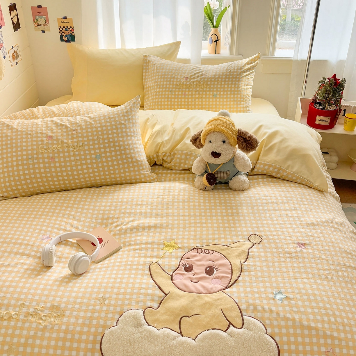 91家纺网 家纺一手货源 找家纺 我心家纺 2026新款卡通刺绣四件套 小萌宝-黄