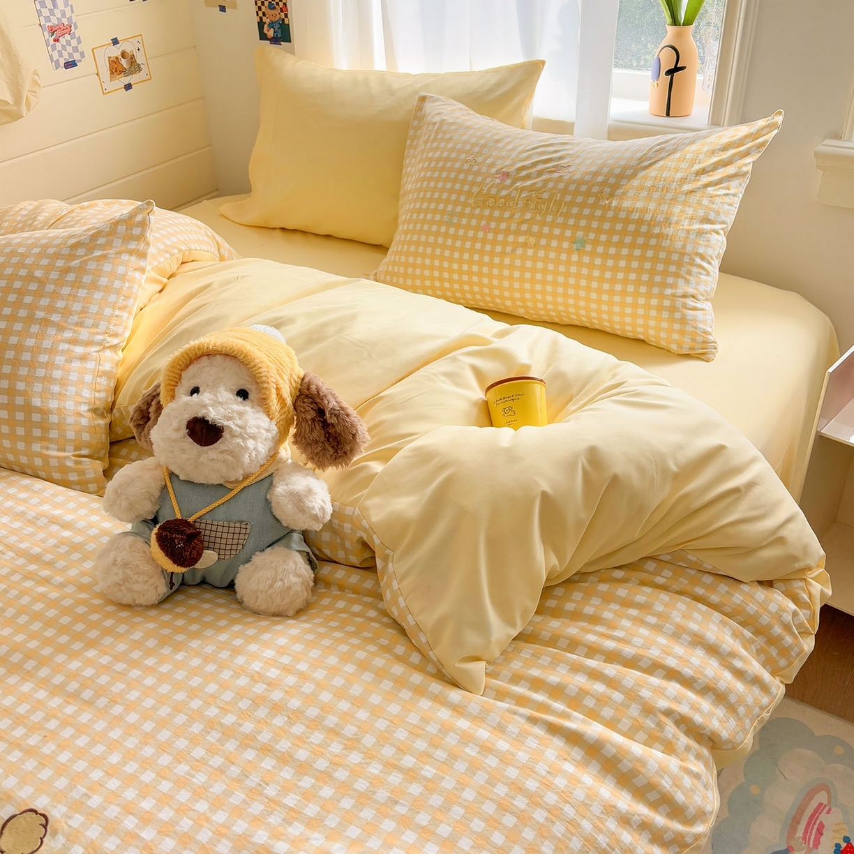 91家纺网 家纺一手货源 找家纺 我心家纺 2026新款卡通刺绣四件套 小萌宝-黄