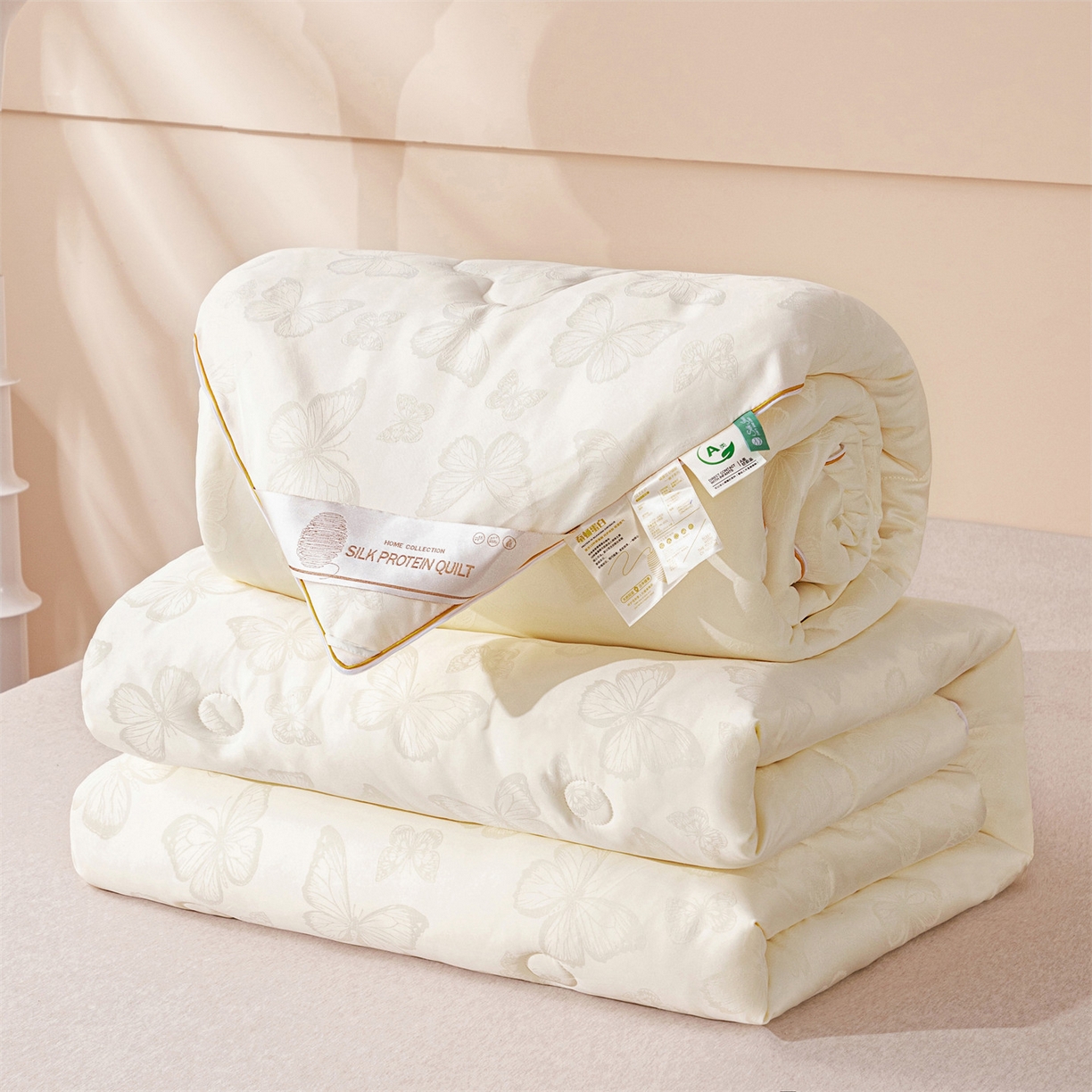 91家纺网 家纺一手货源 找家纺 （总）小禹仔家纺 2026新款二合一拉链款蚕蛹蛋白子母被冬被春秋被夏被被子被芯加厚棉被-蝶梦系列