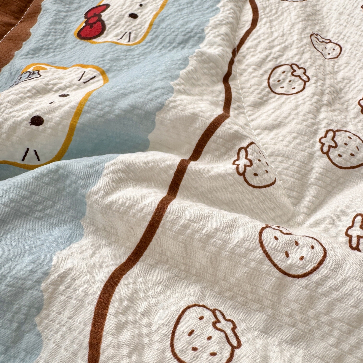 91家纺网 家纺一手货源 找家纺 禾沐 2026新款云感泡芙棉床盖夏被四件套AA款（夏被款） 小猫条