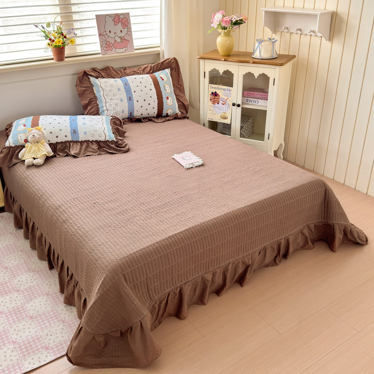 91家纺网 家纺一手货源 找家纺 禾沐 2026新款云感泡芙棉床盖夏被四件套AA款（夏被款） 小猫条