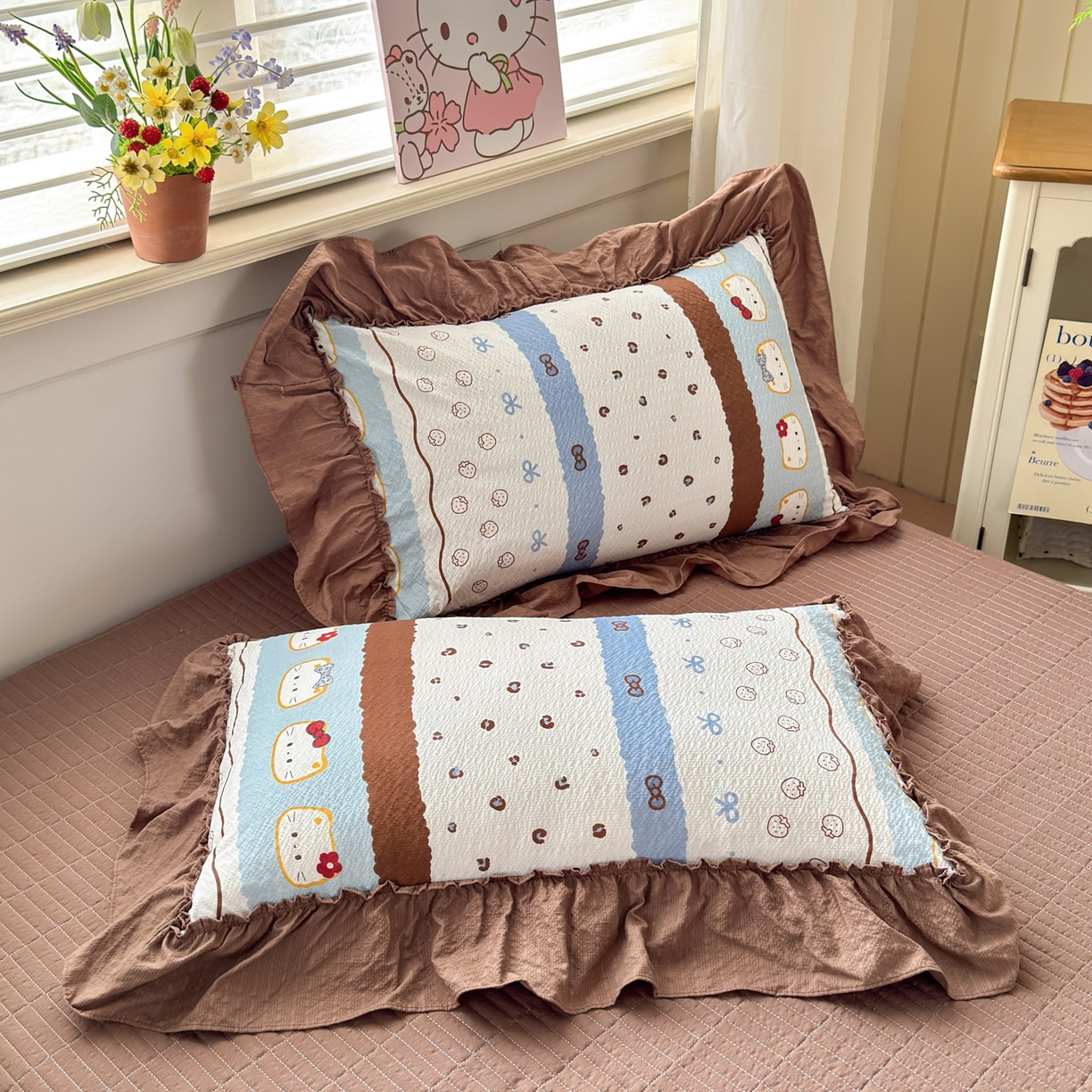 91家纺网 家纺一手货源 找家纺 禾沐 2026新款云感泡芙棉床盖夏被四件套AA款（夏被款） 小猫条