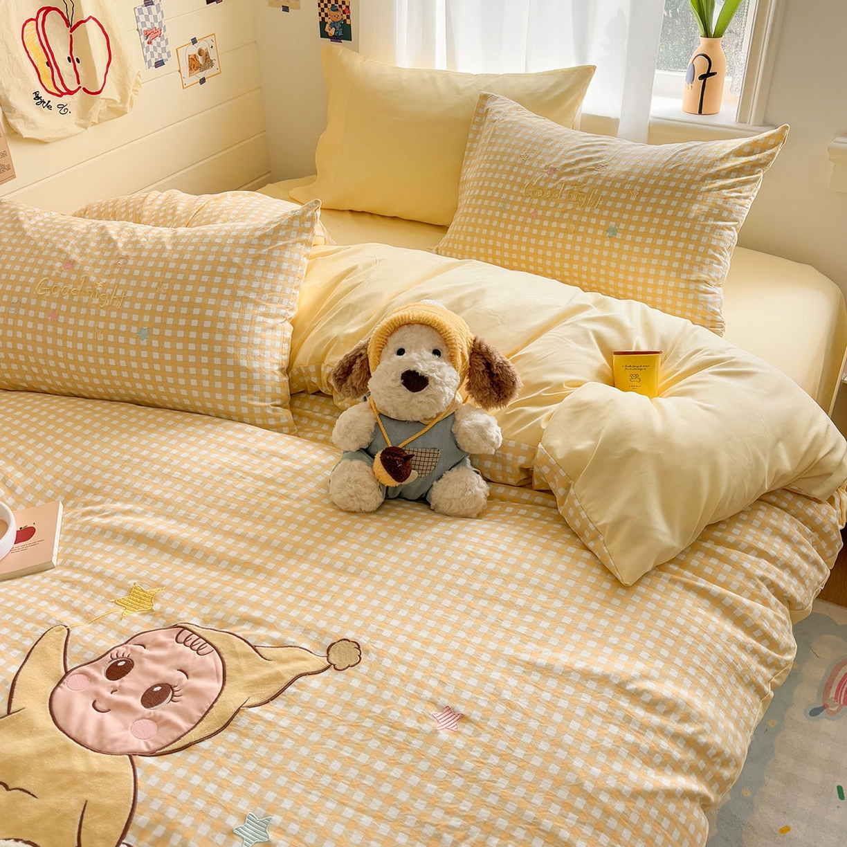 91家纺网 家纺一手货源 找家纺 我心家纺 2026新款卡通刺绣四件套 小萌宝-黄