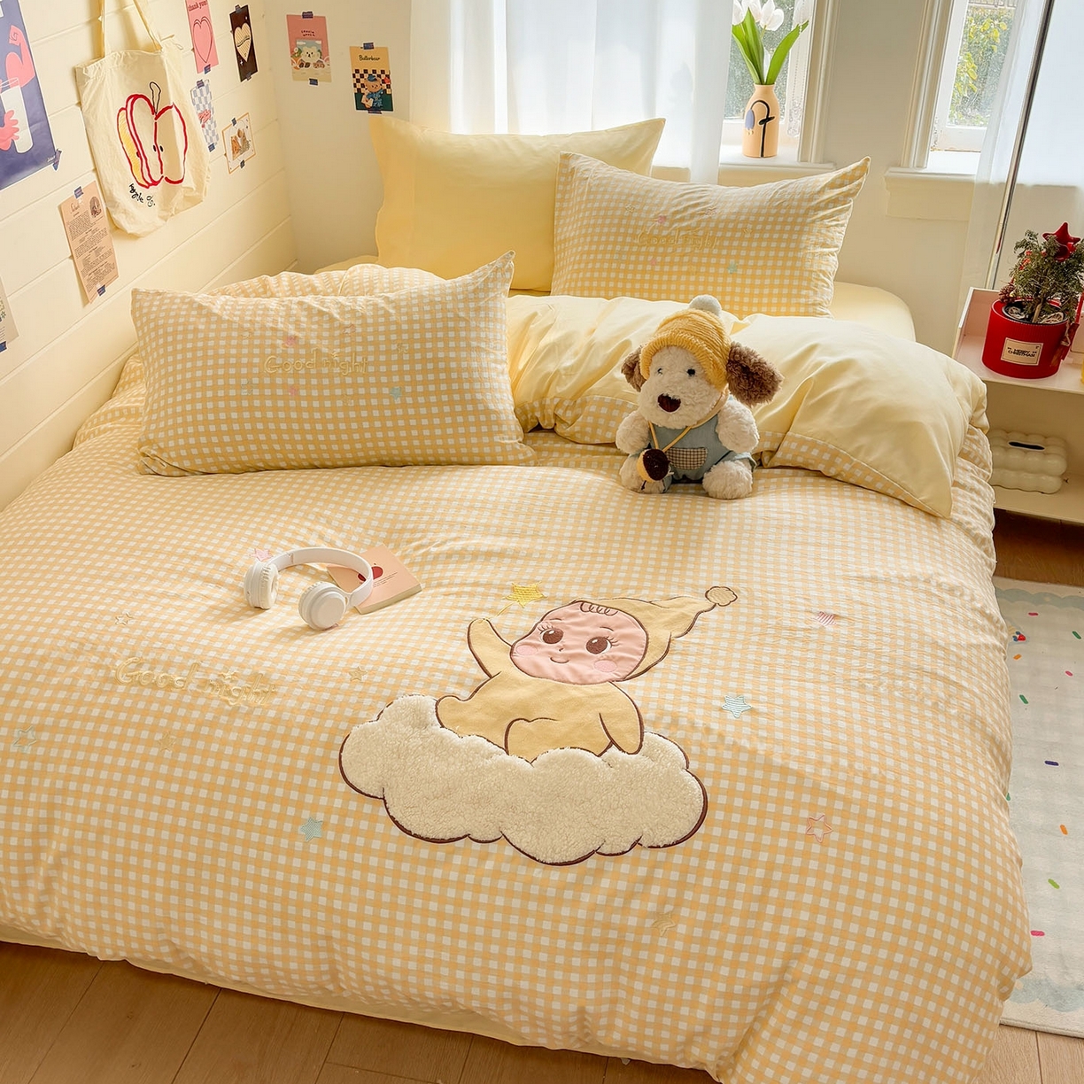 91家纺网 家纺一手货源 找家纺 我心家纺 2026新款卡通刺绣四件套 小萌宝-黄