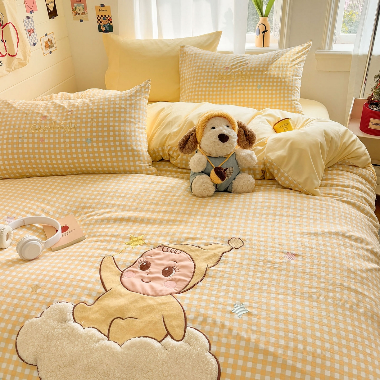 91家纺网 家纺一手货源 找家纺 我心家纺 2026新款卡通刺绣四件套 小萌宝-黄