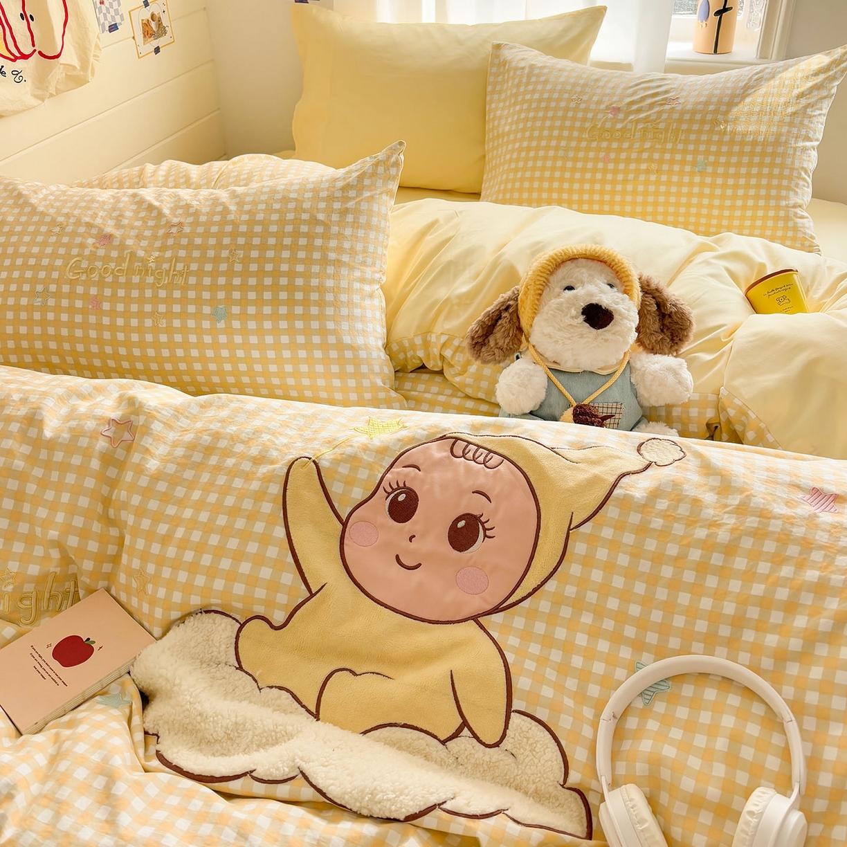 91家纺网 家纺一手货源 找家纺 我心家纺 2026新款卡通刺绣四件套 小萌宝-黄