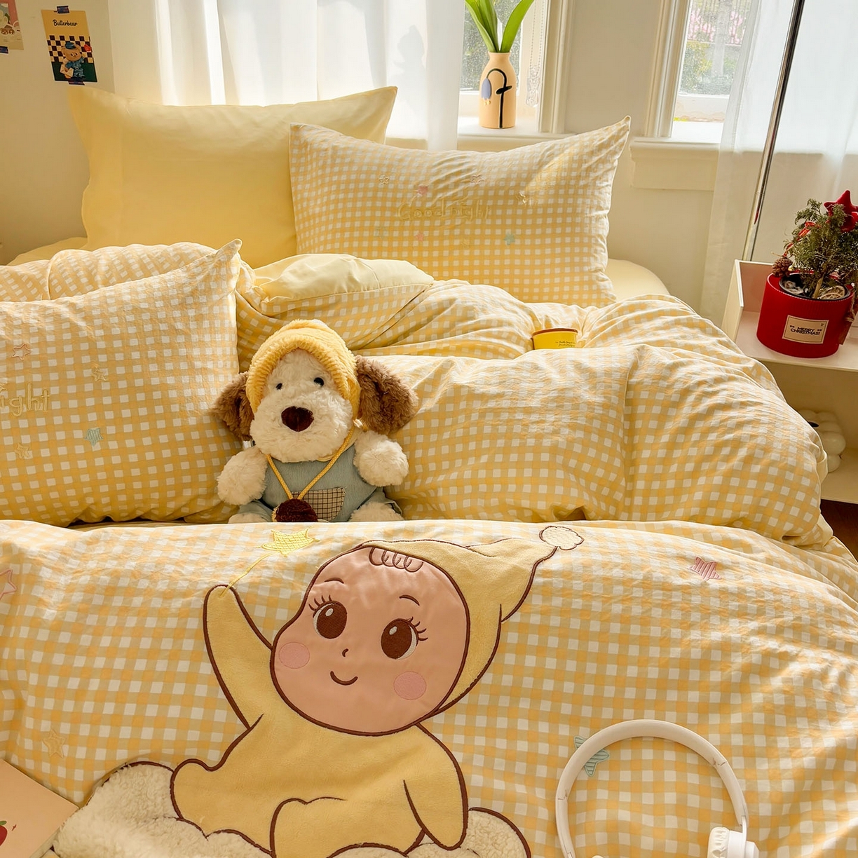 91家纺网 家纺一手货源 找家纺 我心家纺 2026新款卡通刺绣四件套 小萌宝-黄