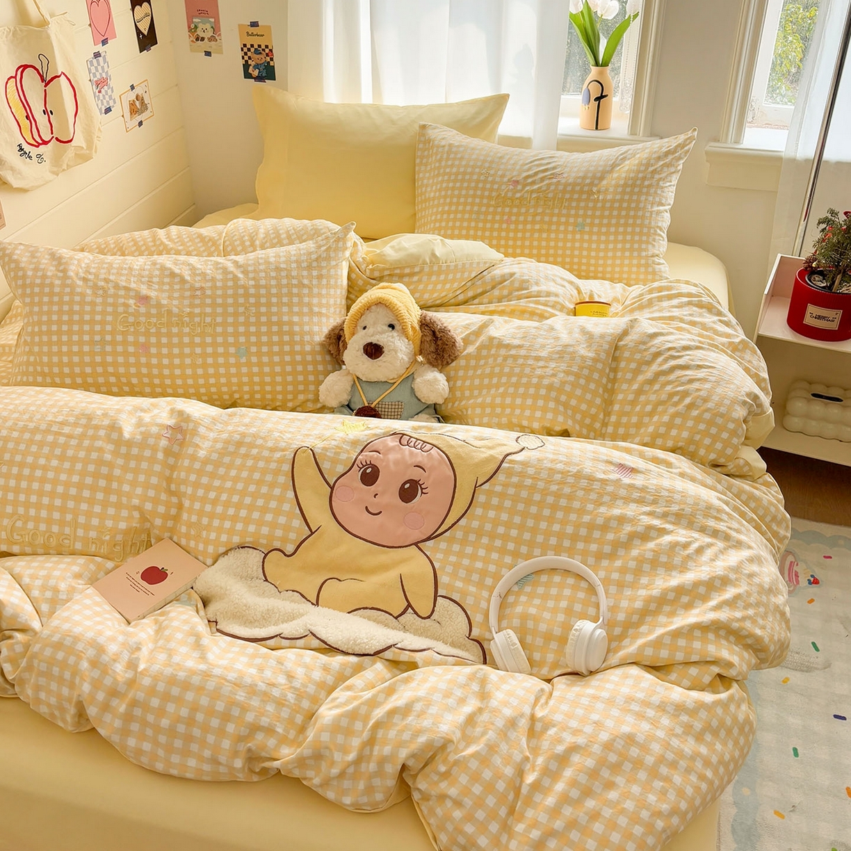 91家纺网 家纺一手货源 找家纺 我心家纺 2026新款卡通刺绣四件套 小萌宝-黄