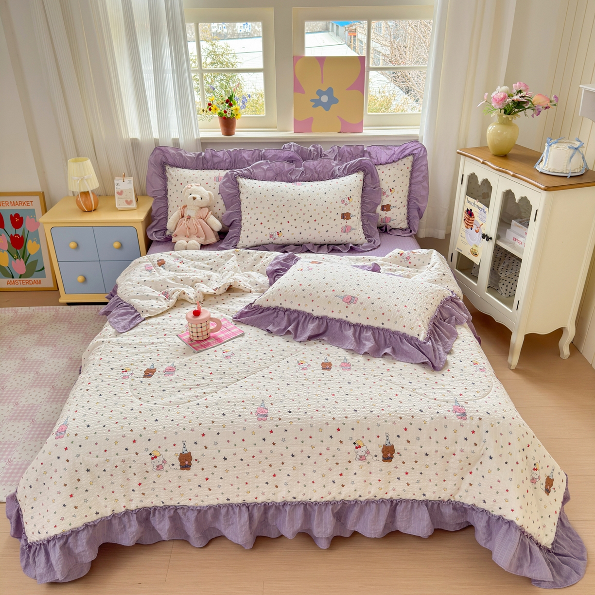 禾沐 2026新款云感泡芙棉床盖夏被四件套AA款（夏被款） 星晴