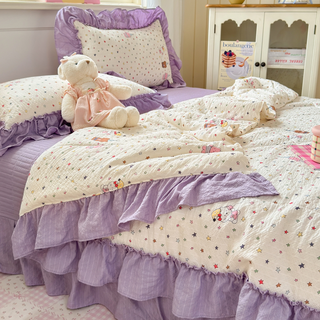 91家纺网 家纺一手货源 找家纺 禾沐 2026新款云感泡芙棉床盖夏被四件套AA款（夏被款） 星晴