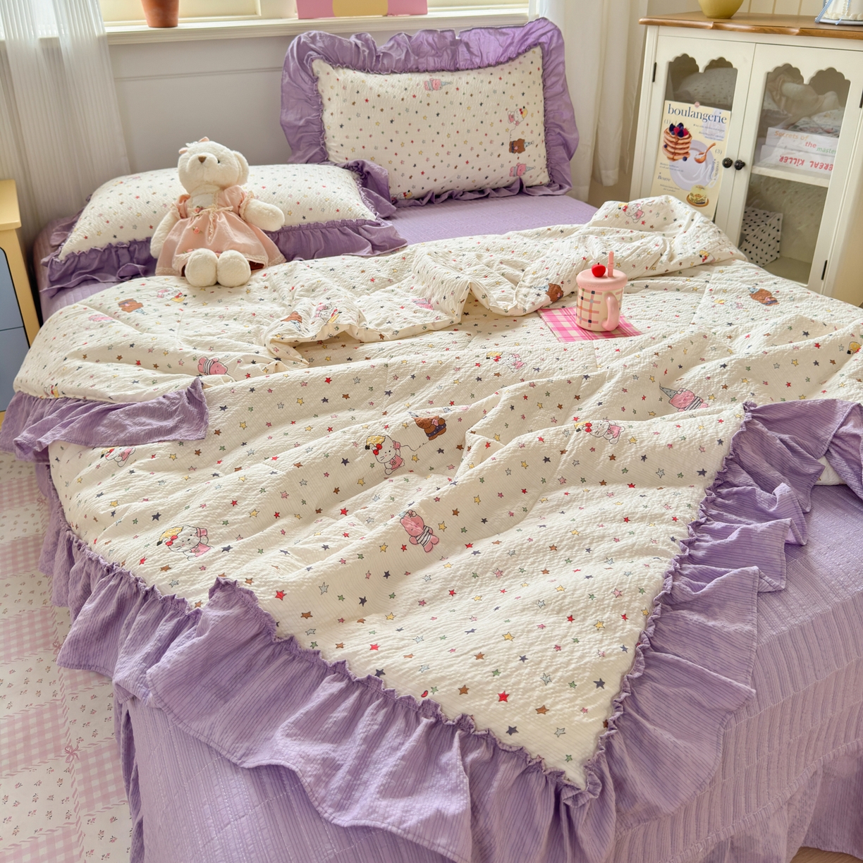 91家纺网 家纺一手货源 找家纺 禾沐 2026新款云感泡芙棉床盖夏被四件套AA款（夏被款） 星晴