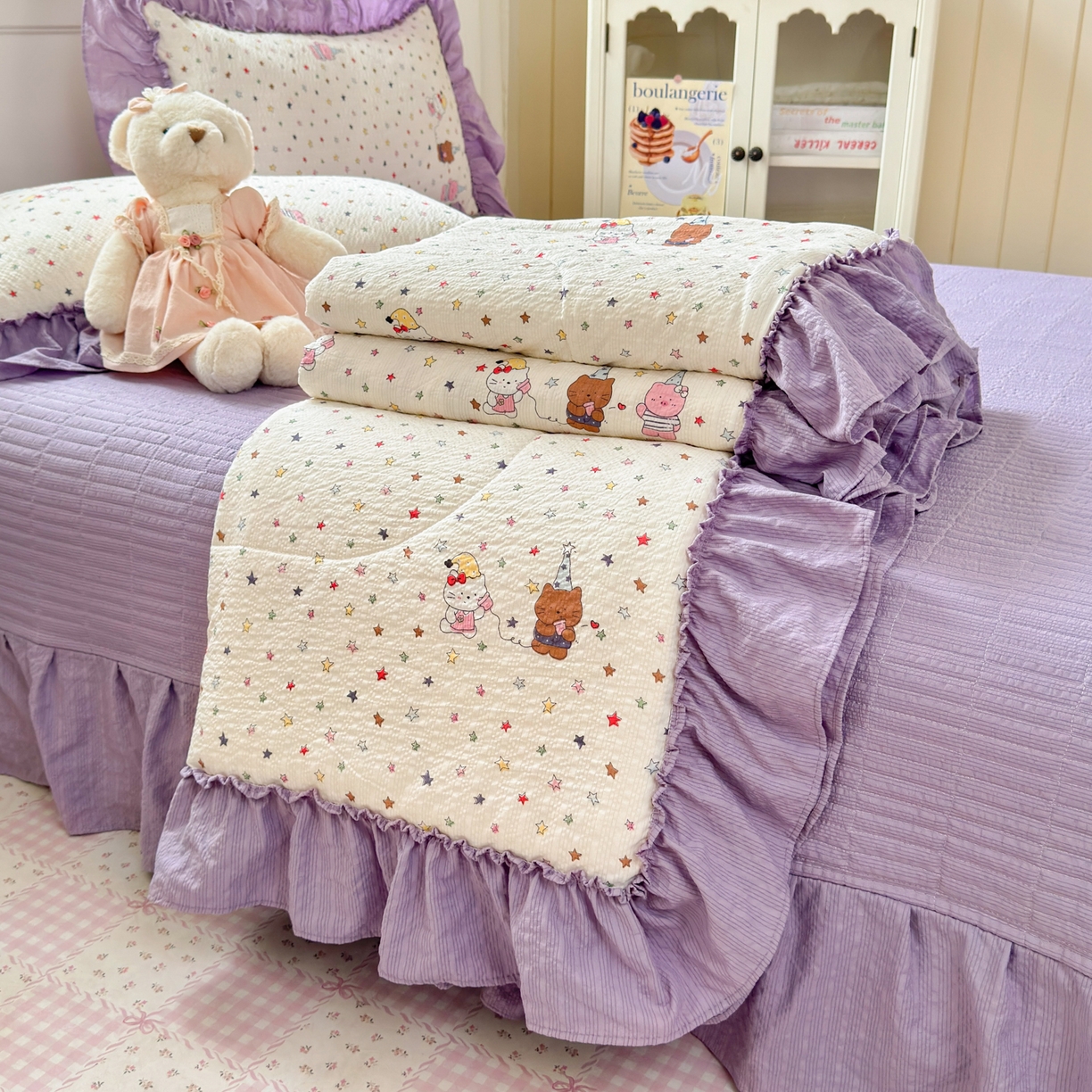 91家纺网 家纺一手货源 找家纺 禾沐 2026新款云感泡芙棉床盖夏被四件套AA款（夏被款） 星晴