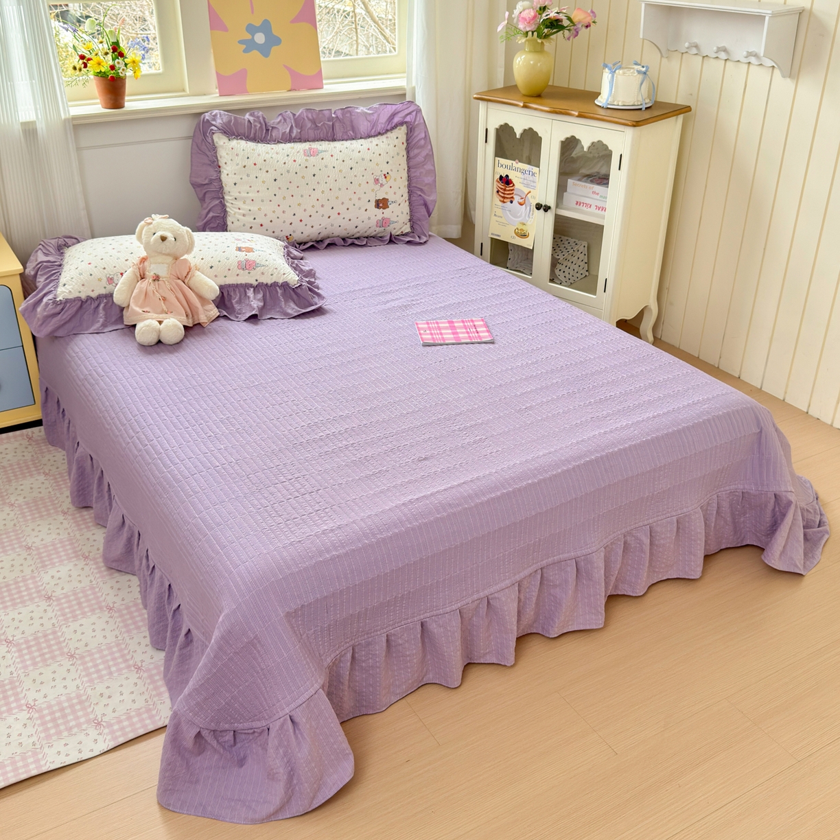 91家纺网 家纺一手货源 找家纺 禾沐 2026新款云感泡芙棉床盖夏被四件套AA款（夏被款） 星晴