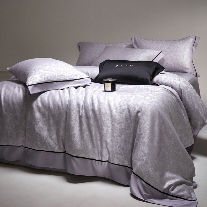 91家纺网 家纺一手货源 找家纺 金奇达家纺 2026新款丝光色织提花四件套-蝶梦浮光系列（标准号全网控价（折后券后）不低于359元 会员减50） 蝶梦浮光- 琉璃紫