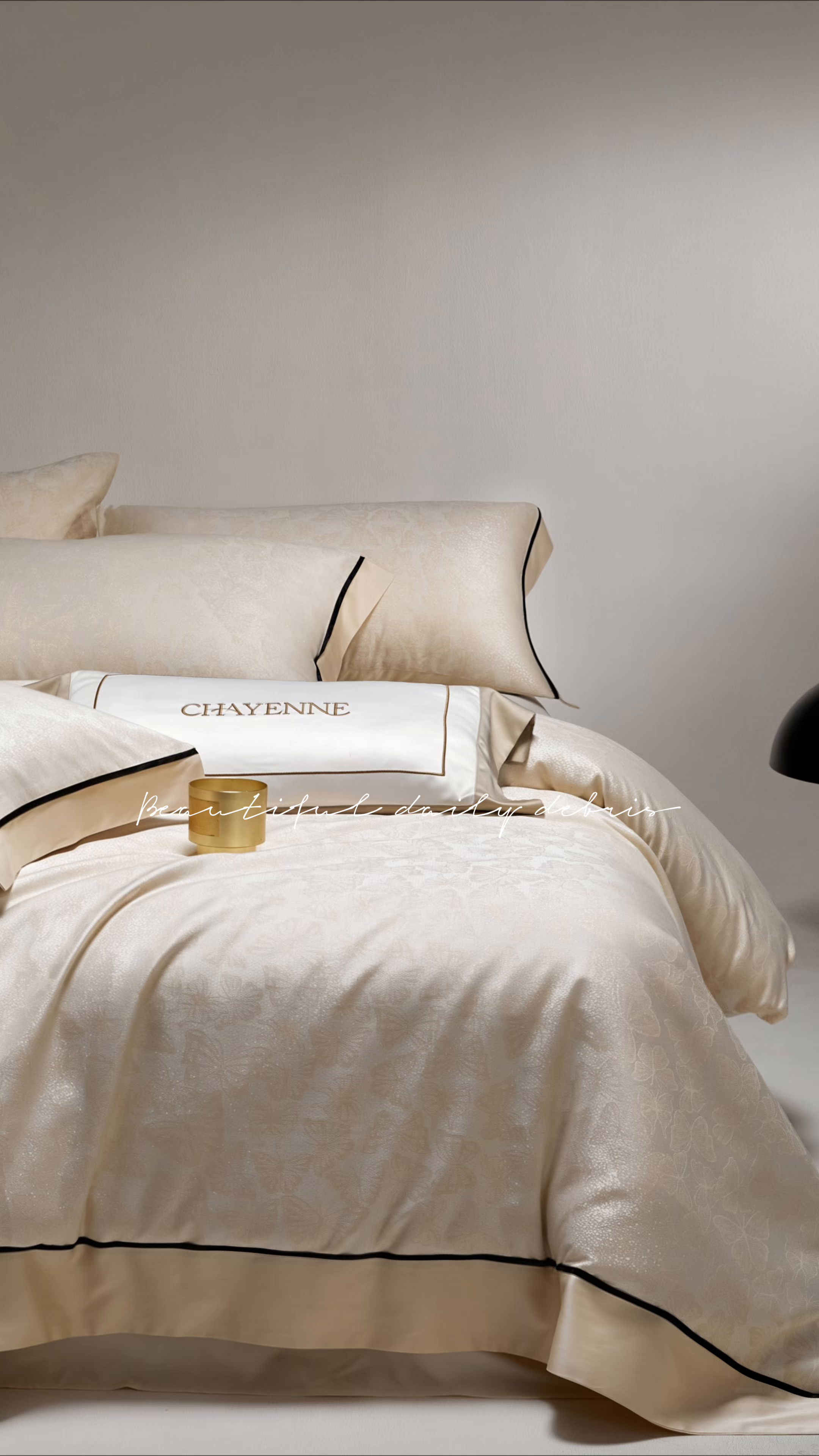 91家纺网 家纺一手货源 找家纺 金奇达家纺 2026新款丝光色织提花四件套-蝶梦浮光系列（标准号全网控价（折后券后）不低于359元 会员减50） 蝶梦浮光-奶昔杏