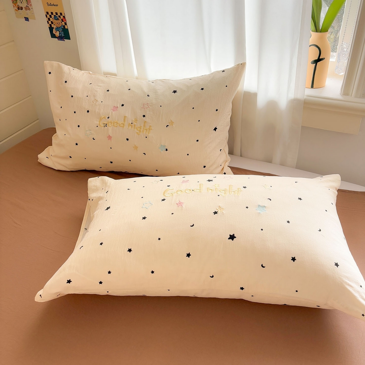 91家纺网 家纺一手货源 找家纺 我心家纺 2026新款卡通刺绣四件套 小萌宝-咖