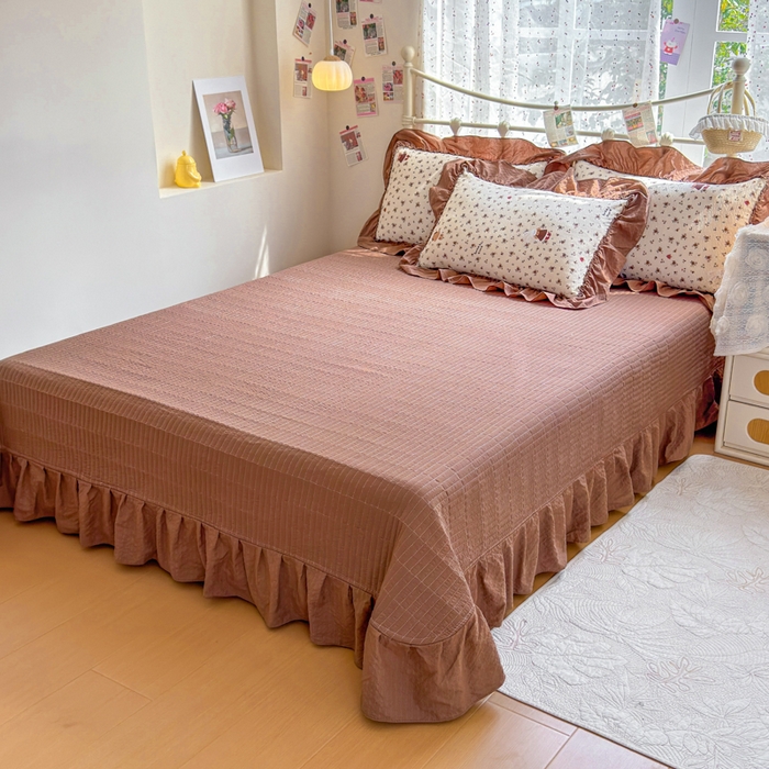 91家纺网 家纺一手货源 找家纺 梵希雅 2026新款泡芙纱床盖夏被四件套 田园兔