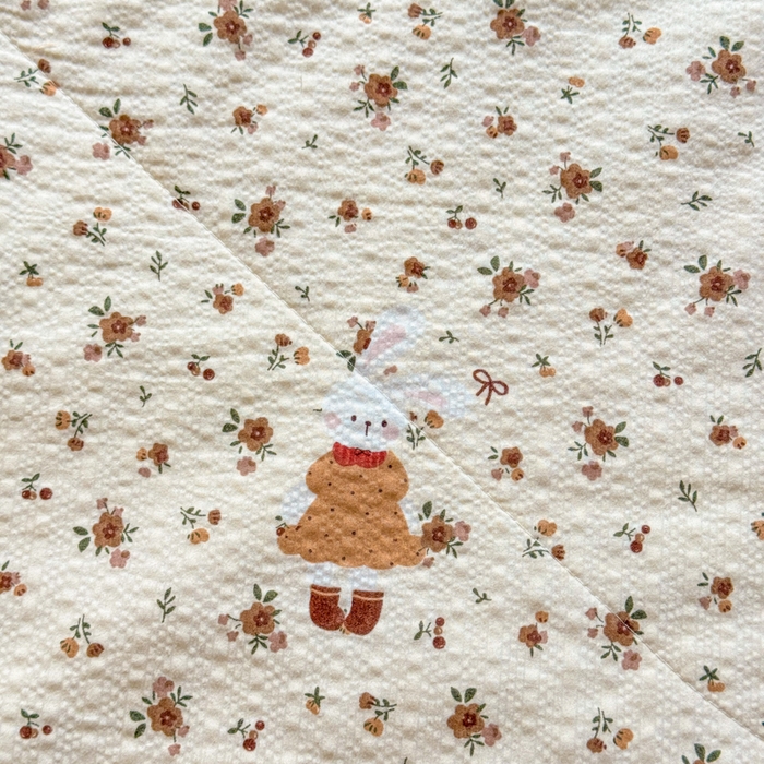 91家纺网 家纺一手货源 找家纺 梵希雅 2026新款泡芙纱床盖夏被四件套 田园兔