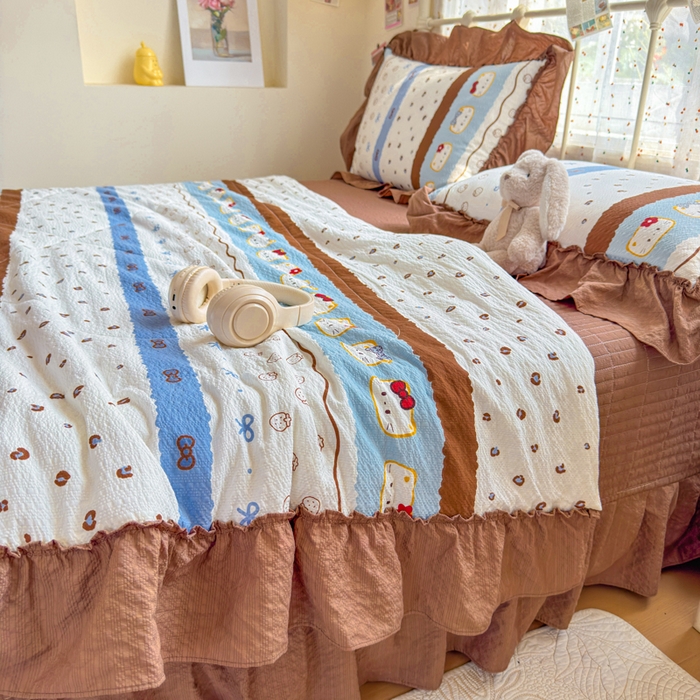 91家纺网 家纺一手货源 找家纺 梵希雅 2026新款泡芙纱床盖夏被四件套 小猫条