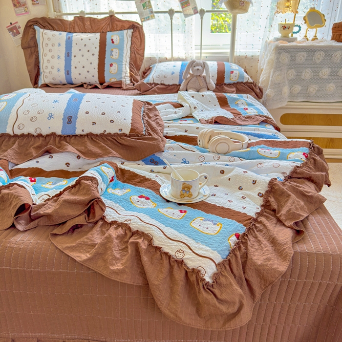 91家纺网 家纺一手货源 找家纺 梵希雅 2026新款泡芙纱床盖夏被四件套 小猫条