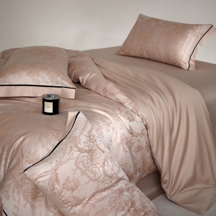 91家纺网 家纺一手货源 找家纺 金奇达家纺 2026新款丝光色织提花四件套-洛克庄园系列（标准号全网控价（折后券后）不低于359元 会员减50） 洛克庄园-浣柔纱