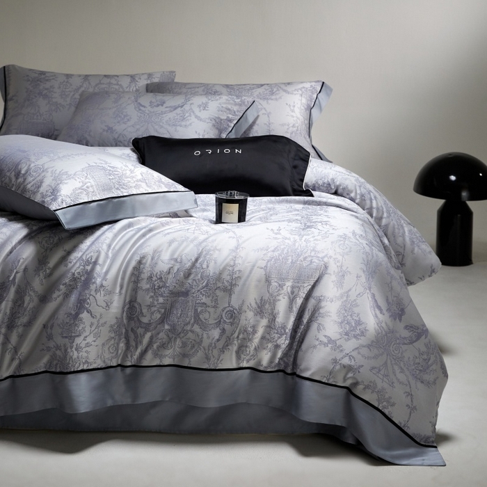 91家纺网 家纺一手货源 找家纺 金奇达家纺 2026新款丝光色织提花四件套-洛克庄园系列（标准号全网控价（折后券后）不低于359元 会员减50） 洛克庄园-邦迪蓝