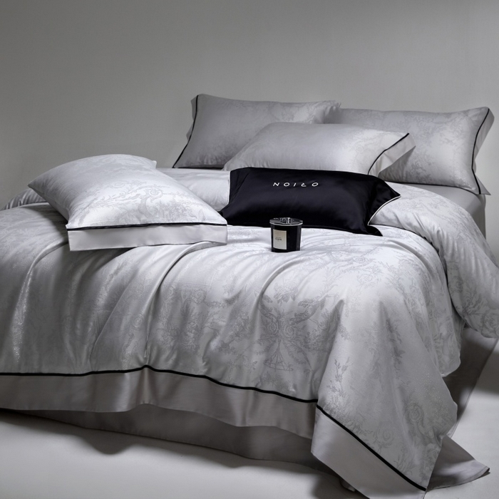 91家纺网 家纺一手货源 找家纺 金奇达家纺 2026新款丝光色织提花四件套-洛克庄园系列（标准号全网控价（折后券后）不低于359元 会员减50） 洛克庄园-慕斯灰