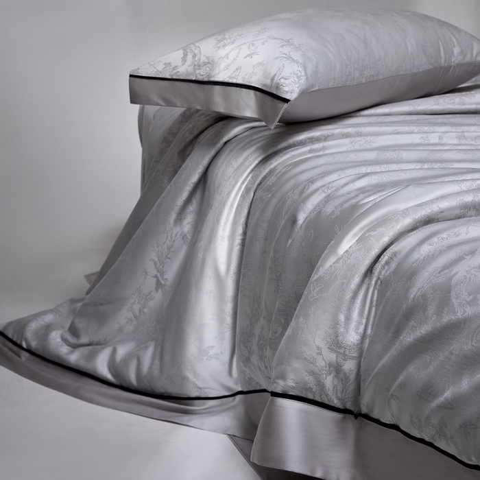 91家纺网 家纺一手货源 找家纺 金奇达家纺 2026新款丝光色织提花四件套-洛克庄园系列（标准号全网控价（折后券后）不低于359元 会员减50） 洛克庄园-慕斯灰